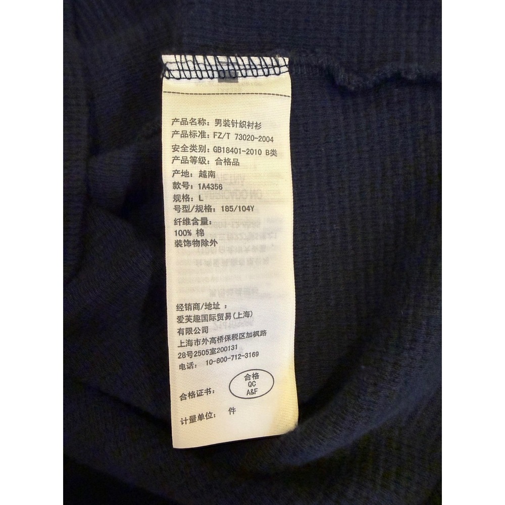 Abercrombie & Fitch Mens Henley Navy Blue Large Muscle Fit Waffle Knit Thermal - Picture 6 of 6